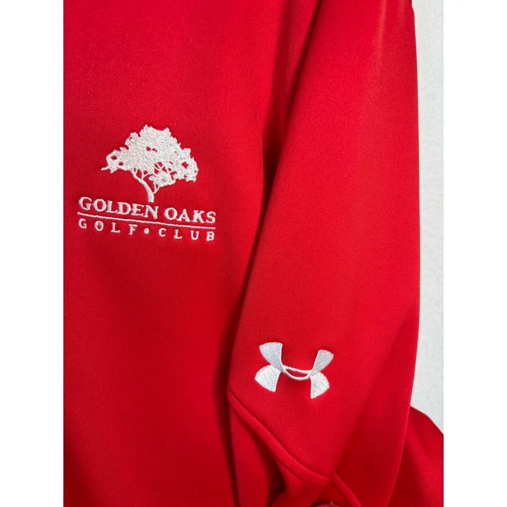 Under Armour Quarter Zip Pullover Mens XL Red Excellent Golden Oaks Golf Club